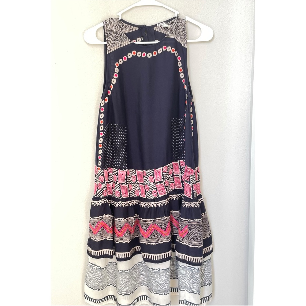 Norblack Norwhite Anthropologie Romana Blue Mixed Print Sleeveless Dress S